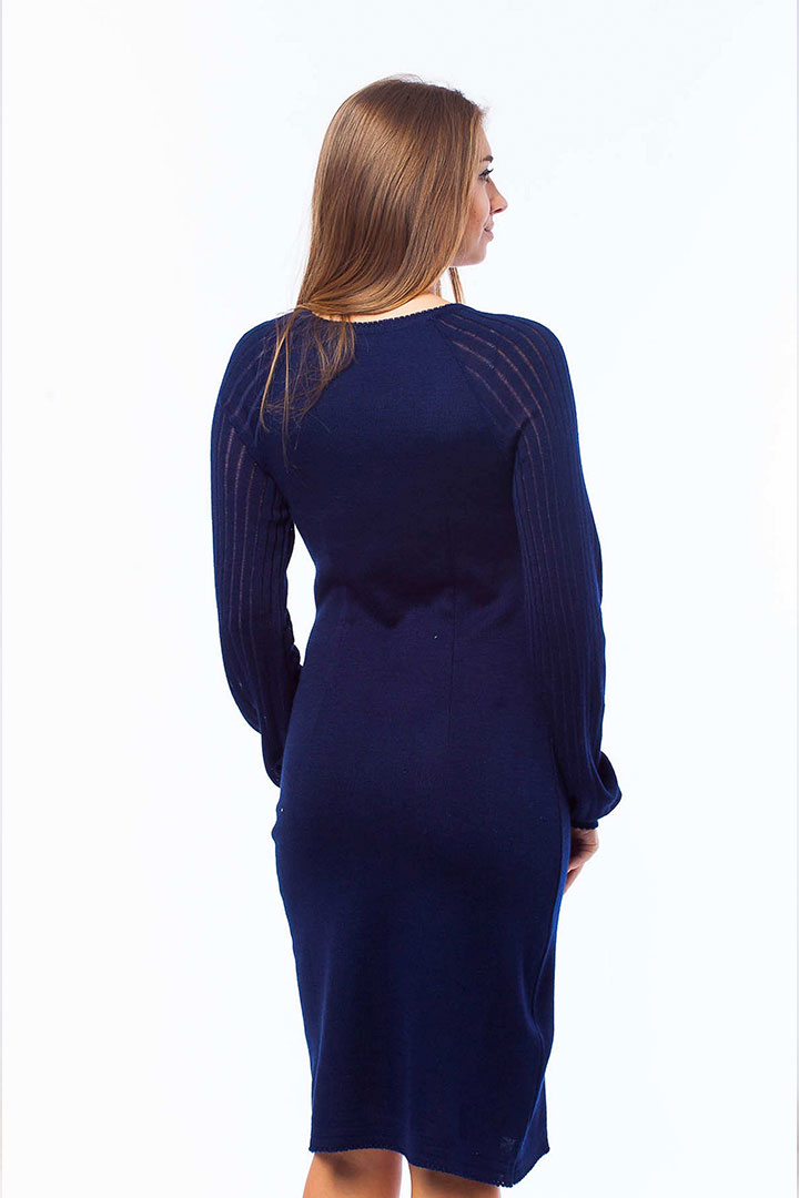 Фото товара 18816, синее вязаное платье