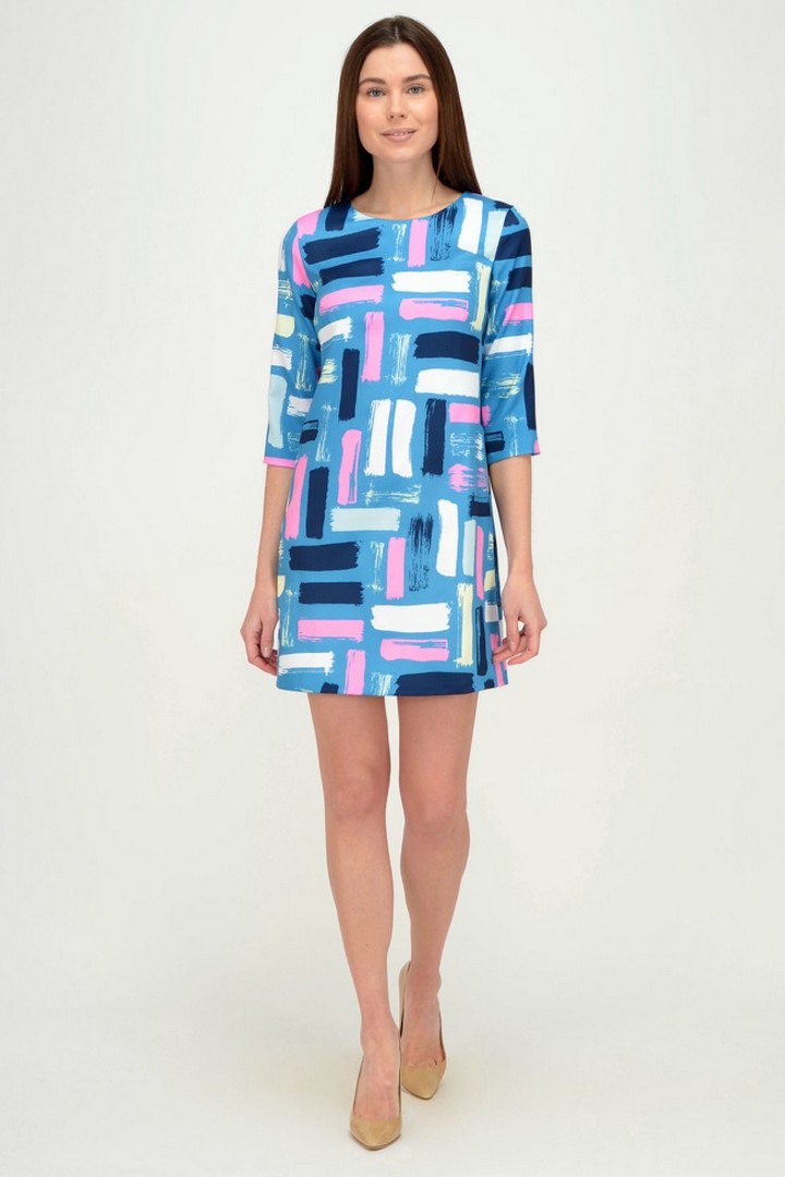 Фото товара 19848, голубое платье с рисунком